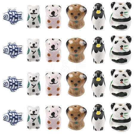 6Pcs 6 Styles Handmade Porcelain Beads PORC-YW0001-70-1