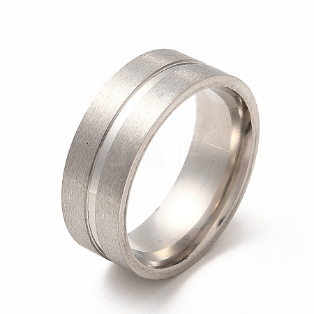 Non-Tarnish 201 Stainless Steel Grooved Finger Ring Settings STAS-P323-08P-1