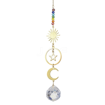 Brass Sun Moon Star Hanging Ornaments HJEW-JM01950-02-1