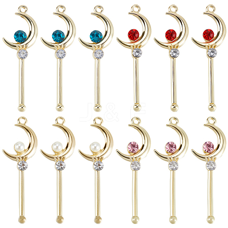 24Pcs 4 Colors Alloy Rhinestone Big Pendants FIND-SC0024-08-1