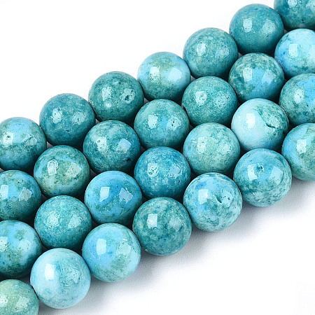 Dyed Synthetic Fossil Beads Strands G-T139-8mm-66F-1