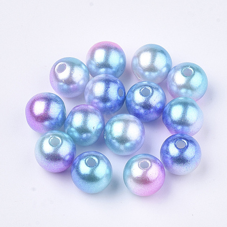 Rainbow ABS Plastic Imitation Pearl Beads OACR-Q174-10mm-02-1