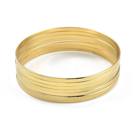 7Pcs Flat Vacuum Plating 201 Stainless Steel Bangles Sets for Women BJEW-F476-07G-03-1