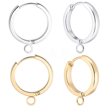16Pcs 2 Colors 201 Stainless Steel Huggie Hoop Earrings Findings STAS-BBC0008-39D-1