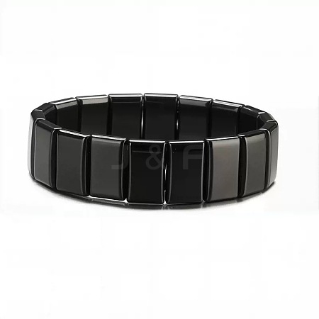 Synthetic Non-magnetic Hematite Beads Stretch Bracelets for Men PZ7053-5-1