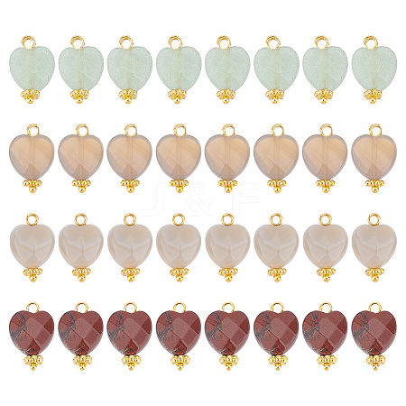 Unicraftale 32Pcs 4 Style Mixed Gemstone Charms G-UN0001-14-1