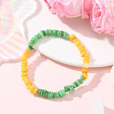 Dyed Natural Freshwater Shell Beads Stretch Bracelets for Men Women BJEW-JB12477-03-1