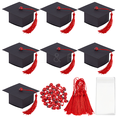 Graduation Cap Shaped Paper Gift Box Sets AJEW-WR0002-70-1
