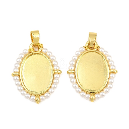 Brass & ABS Plastic Pearl  Pendant Cabochon Settings PL-CBA6A75-09B-G-1