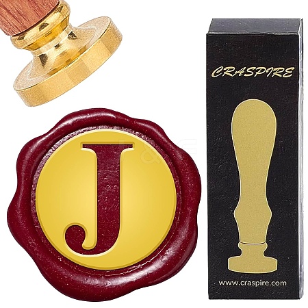 Brass Wax Seal Stamp with Rosewood Handle AJEW-WH0412-0267-1