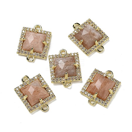 Natural Sunstone Faceted Square Links G-I375-03G-04-1