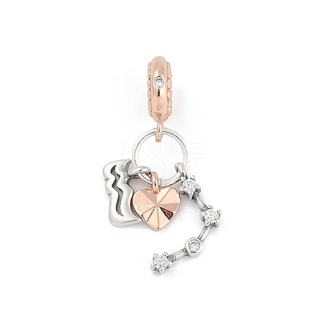 Brass Pendants with Cubic Zirconia European Beads LS-KK-Q015-01A-1