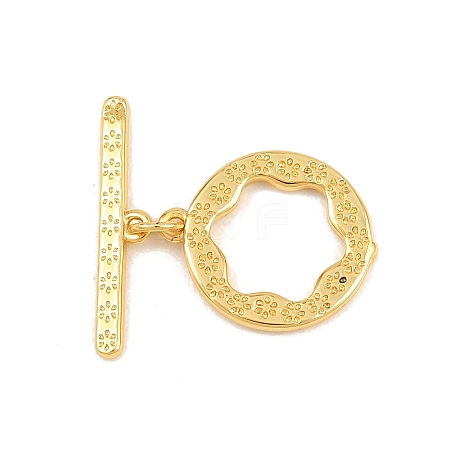 Flat Round Brass Toggle Clasps KK-G548-36G-1