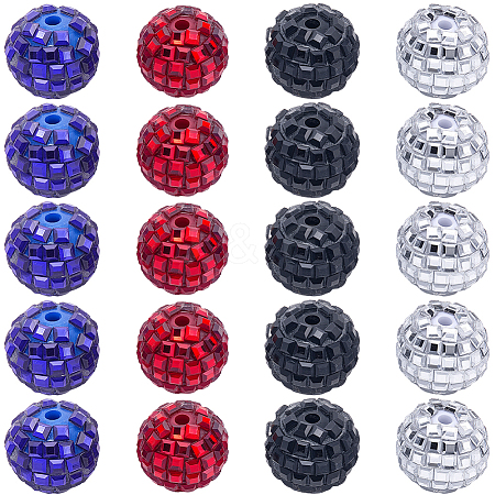 20Pcs 4 Colors Acrylic Rhinestone Beads OACR-SC0003-05-1