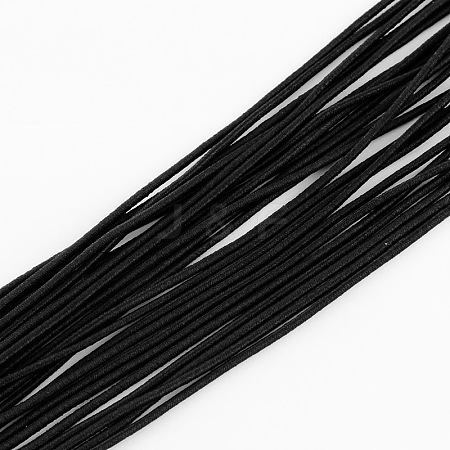  Jewelry Beads Findings Elastic Cord, with Fibre Outside and Rubber Inside, Black, 2.5mm; about 80m/bundle