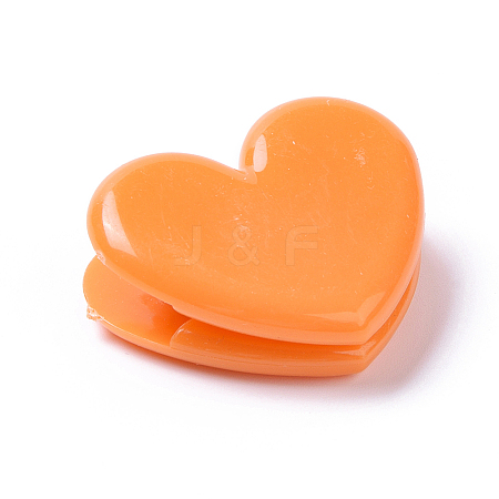  Jewelry Beads Findings Heart Shape Plastic Clips, for Office School Supplies, Orange, 25~26x31~31.5x12~13mm