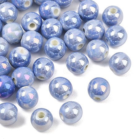 Glazed Porcelain Round Beads X-PORC-S490-8mm-09-1