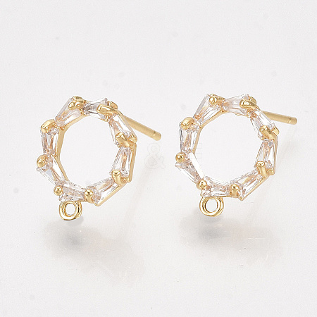 Brass Cubic Zirconia Stud Earring Findings LS-X-KK-S350-343-1
