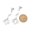 304 Stainless Steel Flower Long Dangle Stud Earrings for Women EJEW-JE05006-3