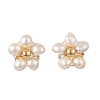 Brass & Natural Cultured Freshwater Pearl Stud Earrings EJEW-JE07492-3
