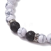 2Pcs Natural Black Onyx & Howlite Round Beads Stretch Bracelets BJEW-JB11493-5