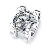 Anti-Tarnish Rhodium Plated 925 Sterling Silver Pave Crystal Moissanite Rhinestone Oval Pendant STER-U003-07P-1