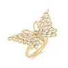 Butterfly Brass Micro Pave Colorful Cubic Zirconia Finger Rings for Women RJEW-G343-30G-02-4