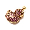 Rack Plating Brass Micro Pave Cubic Zirconia Pendants ZIRC-F142-01G-2