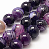 Natural Striped Agate/Banded Agate Bead Strands G-K155-A-14mm-11-1