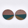 Tri-color Resin & Walnut Wood Pendants RESI-S358-75A-2