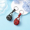 2Pcs Polyester Braid Ball Stainless Steel Keychains KEYC-JKC01120-2