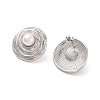 Rack Plating Flat Round Brass ABS Imitation Pearl Stud Earrings EJEW-M029-05P-2