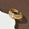 Brass Micro Pave Cubic Zirconia Cuff Open Rings RJEW-C163-09G-3