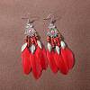 Bohemian Blue Feather Tassel Earrings Vintage Style Unique Long Earrings LW7993-3-1