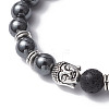 Non-Magnetic Synthetic Hematite & Natural Lava Rock Beads Braided Bead Bracelets BJEW-JB12611-01-3