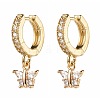 Butterfly Cubic Zirconia Dangle Hoop Earrings for Girl Women Gift X1-EJEW-JE04637-1