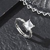 Brass & Clear Cubic Zirconia Finger Rings CU-CBA7E55-09P-1
