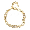 Ring & Paperclip Brass Micro Pave Cubic Zirconia Link Chain Bracelets for Women BJEW-D458-05G-02-2