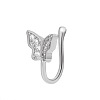 Butterfly Brass Micro Pave Clear Cubic Zirconia Clip on Nose Rings WGE7DEE-02-3