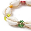 Natural Cowrie Shell & Glass Seed Flower Braided Bead Bracelets for Women BJEW-TA00206-4