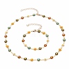 Daisy Link Chain Necklaces & Bracelets Jewelry Sets SJEW-JS01138-01-1