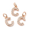 Brass Micro Pave Grade AAA Cubic Zirconia Charms ZIRC-P067-11RG-C-NR-1