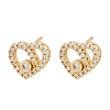 Brass Micro Pave Clear Cubic Zirconia Heart Stud Earrings EJEW-F400-28B-G-4