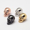 Skull Brass Micro Pave Cubic Zirconia Beads ZIRC-F018-02M-1