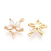 Brass Pave Clear Cubic Zirconia Connector Charms KK-T078-03G-04-2