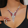 Rhinestone Butterfly Tassel Pendant Necklace & Horse Eye Tassel Stud Earrings Sets for Women WGCD1FC-02-1