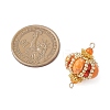 Dyed Synthetic Imperial Jasper & Handmade Glass Seed Beaded Rhombus Connector Charms PALLOY-MZ00960-06-2