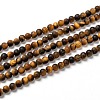 Natural Frosted Tiger Eye Round Bead Strands G-M064-4mm-02-1