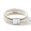 Vintage Leather Bracelet with European and American White Crystal Inlaid Diamonds - Magnetic Buckle. ST1113701-2