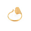 Ion Plating(IP) 304 Stainless Steel Ginkgo Leaf Wrap Open Cuff Ring for Women RJEW-S405-157G-2